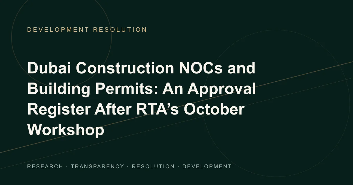 Conceptual Development Resolution illustration of an approval register linking construction activities, document conditions and parallel review timelines.